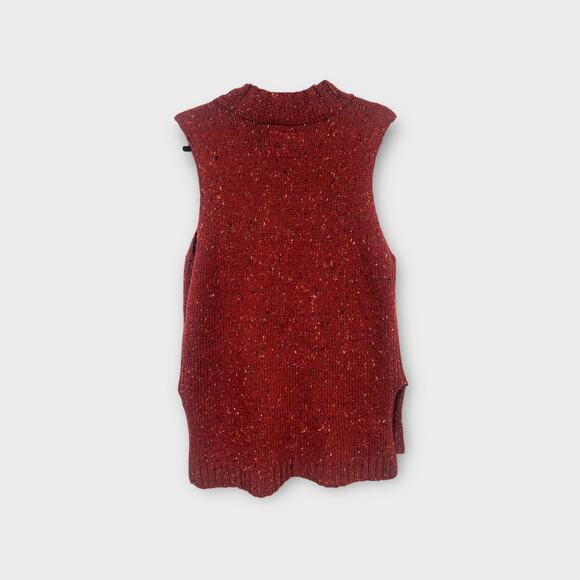 Abercrombie & Fitch Wool Blend Chunky Mock Neck sleeveless sweater vest Reds L - Picture 3 of 7